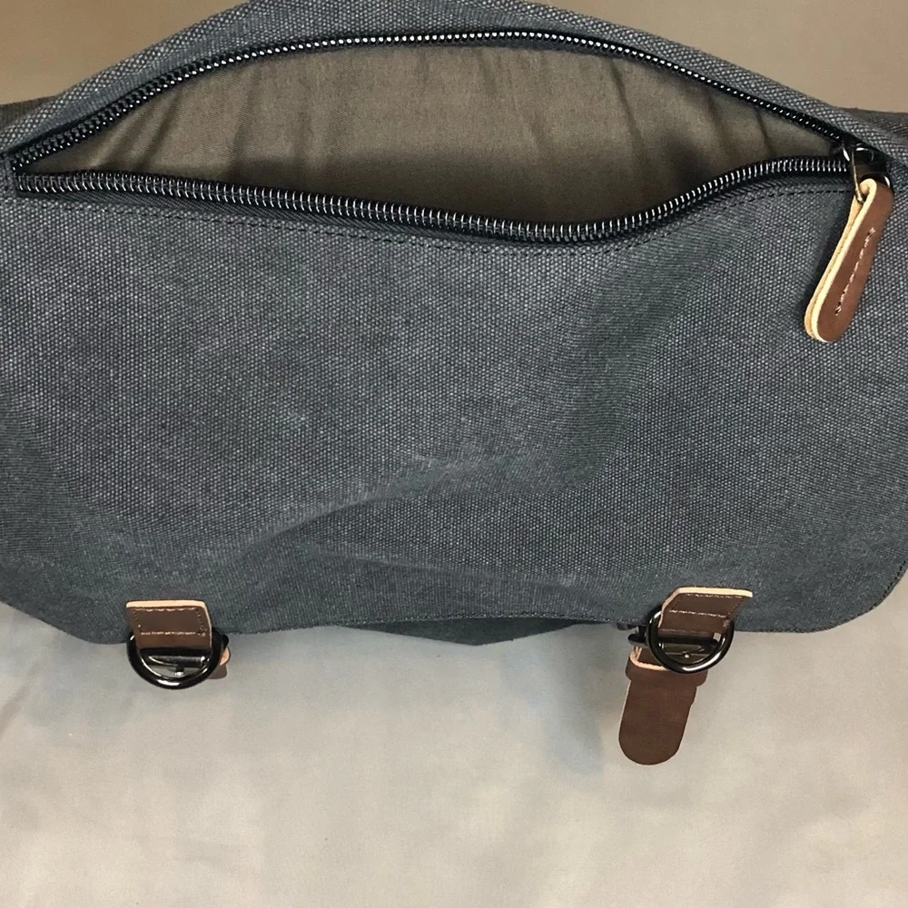 Kenox Vintage Laptop Messenger Canvas Bag Charcoal Gray